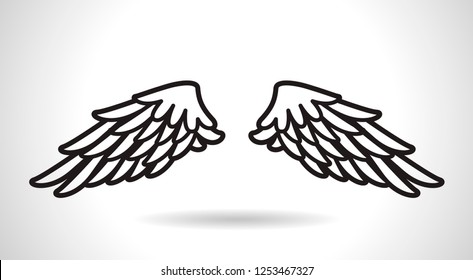 White Angel Wings icon vector