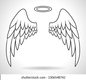 White Angel Wings Line Vector Stock Vector (Royalty Free) 1306548742 ...