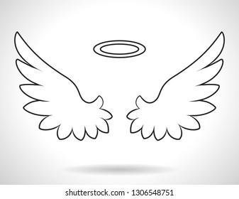 White Angel Wings Linie, Vektorgrafik