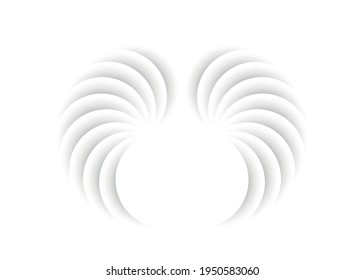 white Angel wings in paper cut style, logo template a pair wings like those of an angel or eagle with feathers, vector illustration isolated on white background 