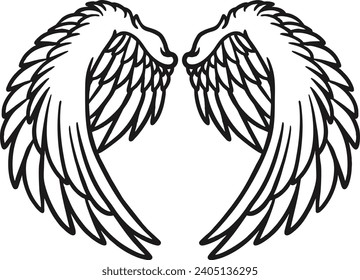 White Angels Wings Character Vector Flat Illustration
