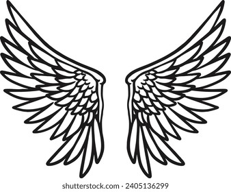 White Angels Wings Character Vector Flat Illustration