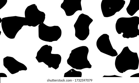 White Animal Effect. Seamless Ink Background. Giraffe Spatter Isolated Dog. African Ink Blob Stain. Seamless Print Pattern. Black Dairy Cow. Dalmatian Cow Texture Animal Spot. Dirty Print Animal Dirt