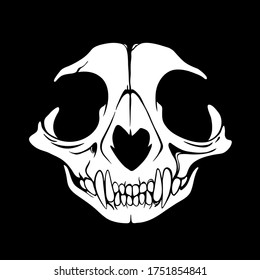 white animal skull on a black background