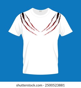 White Animals Claw Mark T-shirt with White Background