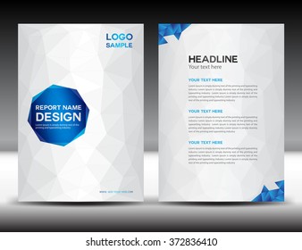 White Annual report template, brochure flyer, cover design, polygon background, portfolio, Leaflet, presentation, book, booklet, catalog, magazine ads, newsletter, poster