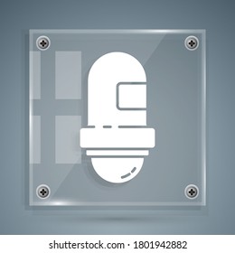 White Antiperspirant deodorant roll icon isolated on grey background. Cosmetic for body hygiene. Square glass panels. Vector Illustration