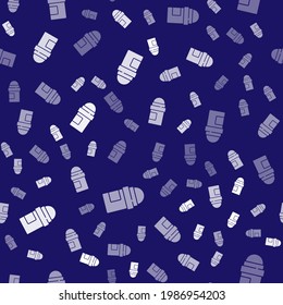 White Antiperspirant deodorant roll icon isolated seamless pattern on blue background. Cosmetic for body hygiene.  Vector