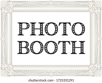white antique frame. photo booth.