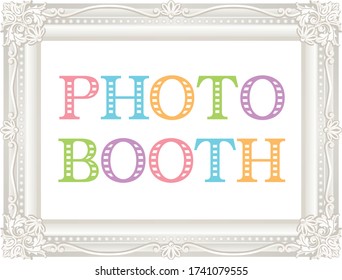 white antique frame. photo booth.