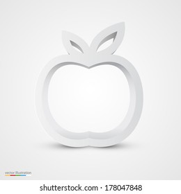 White apple icon, ecology and bio food concept