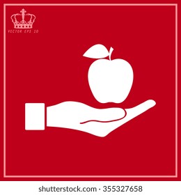 White Apple Icon in hand - vector icon