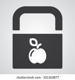 White Apple icon on black pad lock