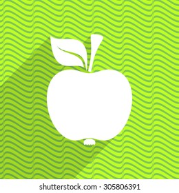 White apple icon on wavy line pattern
