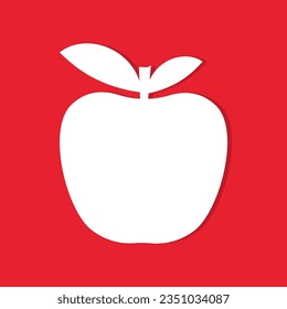 White apple shape on red background flat illustration