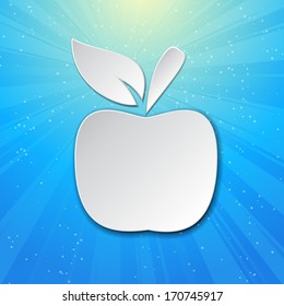 White apple sign on blue background. eps10