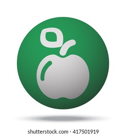 White Apple web icon on green ball