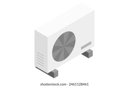 White appliances: outdoor unit of air conditioner, isometric illustrations, Vector Illustration