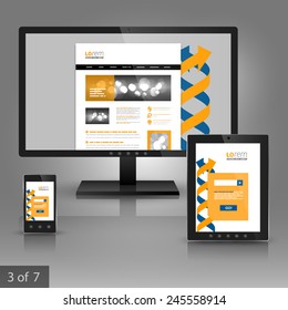 White application template design for corporate identity with blue and yellow arrows in the form of DNA. Stationery set