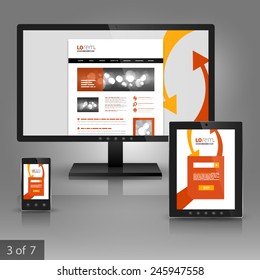 White application template design for corporate identity with red and yellow arrows. Stationery set
