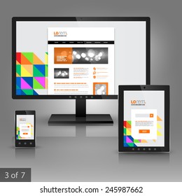 White application template design for corporate identity with color triangles. Stationery set