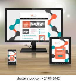 White application template design for corporate identity with geometric pattern. Stationery set