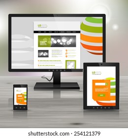 White application template design for corporate identity with color striped globe. Stationery set
