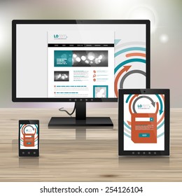 White application template design for corporate identity with pattern of circular arrows. Stationery set