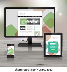 White application template design for corporate identity with color square elements. Stationery set