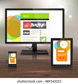 White application template design for corporate identity with color round elements. Stationery set
