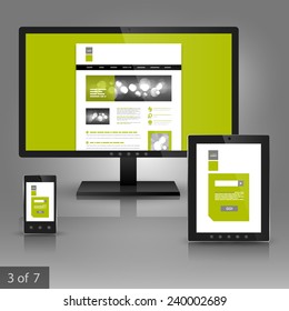 White application template design for gadgets with green and gray square elements. Elements of stationery.