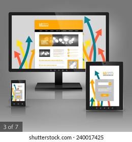 White application template design for gadgets with color arrows. Elements of stationery.