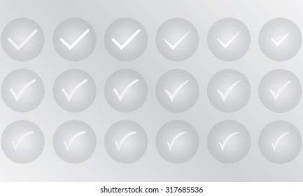 White approval marks