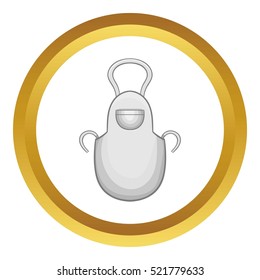 White apron vector icon in golden circle, cartoon style isolated on white background