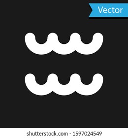 White Aquarius zodiac sign icon isolated on black background. Astrological horoscope collection.  Vector Illustration
