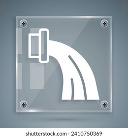 White Aquarius zodiac sign icon isolated on grey background. Astrological horoscope collection. Square glass panels. Vector