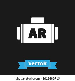 White Ar, augmented reality icon isolated on black background.  Vector Illustration