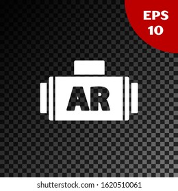 White Ar, augmented reality icon isolated on transparent dark background.  Vector Illustration