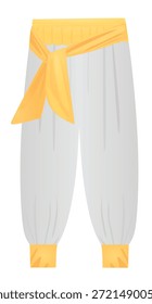 Pantalón harén blanco árabe. Vector