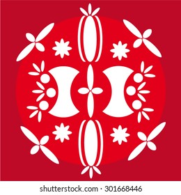 White Arabic Ornaments On Red Background
