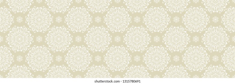 White arabic seamless pattern on olive green background