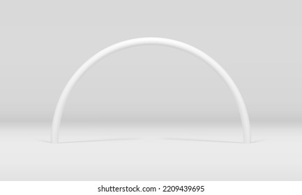 White arch foundation 3d curved column product presentation showcase metallic decor element realistic vector illustration. Archway vertical geometric construction minimalist gate exhibition display