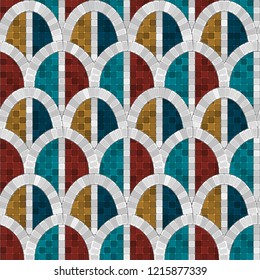 white arch mosaic seamless pattern in antique roman style