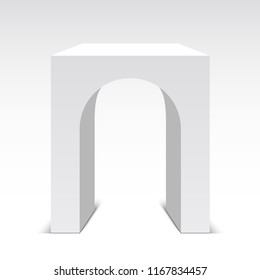 White arch. Pedestal. Vector illustration.