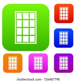 White arched window set icon color in flat style isolated on white. Collection sings vector illustration