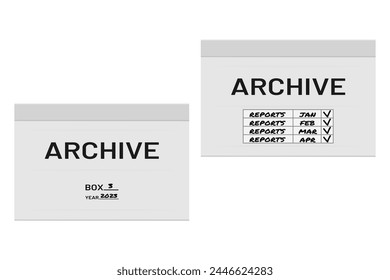 white archive office box storage side view vector flat illustration