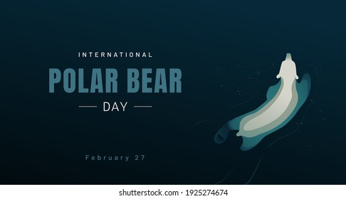 White arctic bear swimming in blue water illustration. International Polar Bear day, February 27. - Vector svg