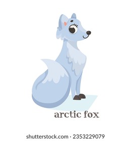 White Arctic Fox Sitting as Animal of North Vector Illustration