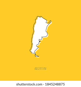 White ARGENTINA country map with black outline on yellow background. Simple geographic territory template concept. Vector ilustration easy to edit and customize. EPS10