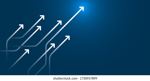 white up arrow blue background business growth competition concept